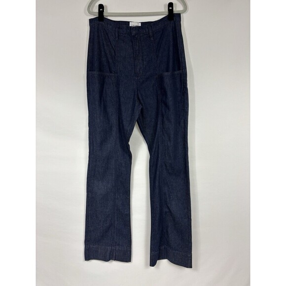 Frame Wide Leg Jeans 31 Dark Denim Wash Pockets High Rise Tall - Picture 2 of 11